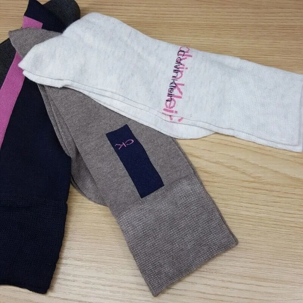 CALVIN KLEIN Mens Crew Socks 4 Pack Rayon Blend Logo Size 7-12